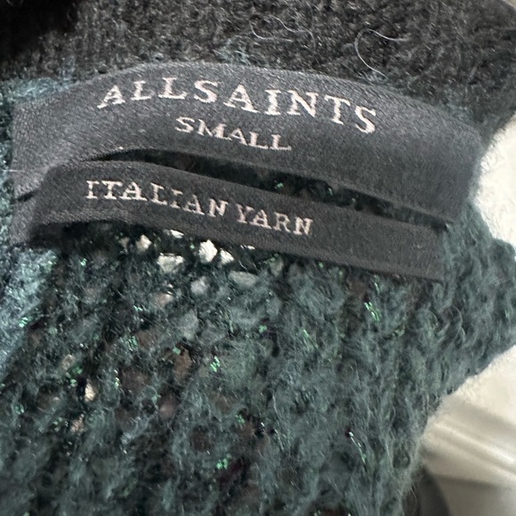 All Saints Lou Sparkle Sweater in Black & Forest Green Size Small EUC - Picture 4 of 8